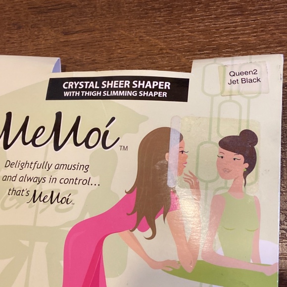 New MeMoi Black Sheer Nylons Pantyhose Stockings HOISERY SZ QUEEN 2 PLUS SIZE - Picture 3 of 7